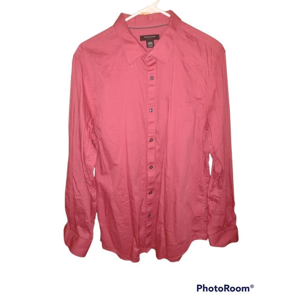 Structure Men's Pinkish/red Slim Fit Dress Shirt Size L
